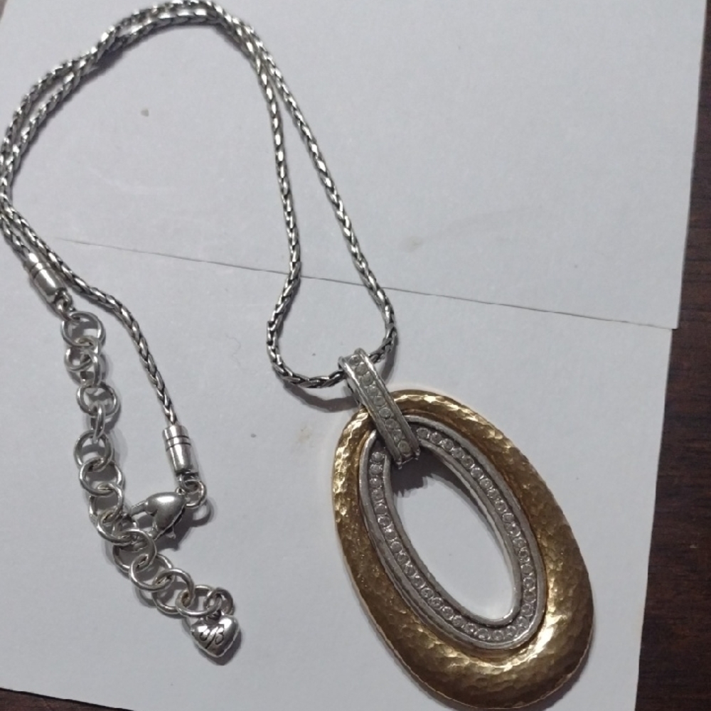 Brighton Gold and Silver Oval Pendant Necklace